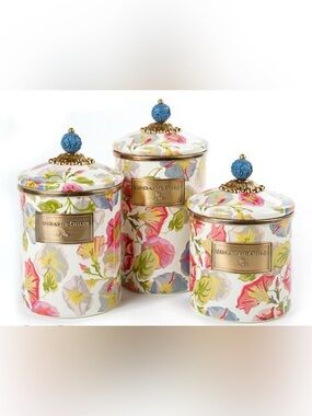 MacKenzie-Childs Morning Glory Set of 3 Canisters